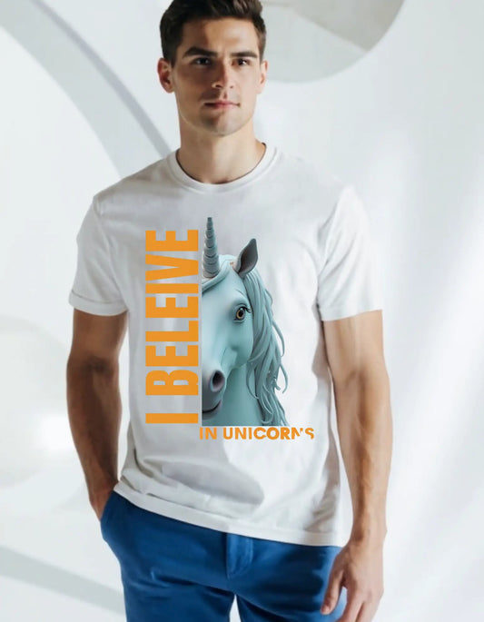 Shirt- Believe in Unicorns - Adult -crew short sleeve