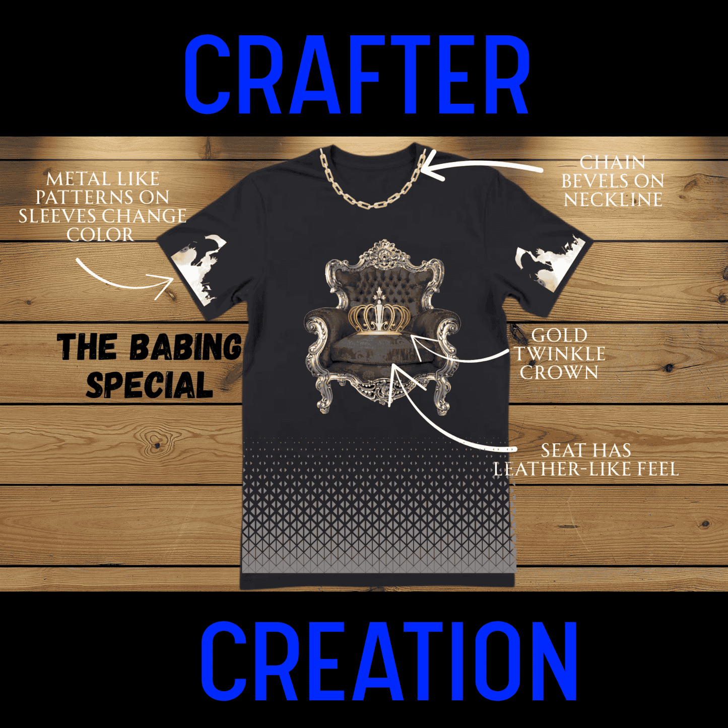 Shirt- CRAFTED: King baBing's Throne - Adult -crew short sleeves